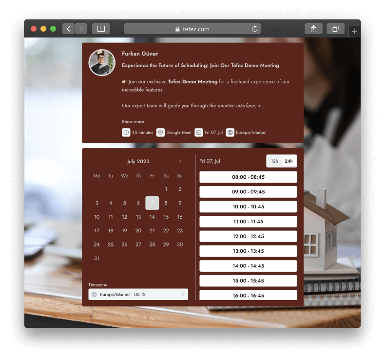 Real Estate Tefez booking page theme